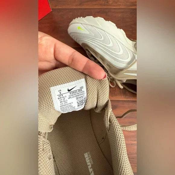 Nike Beige and White Sneakers with Neon Highlights